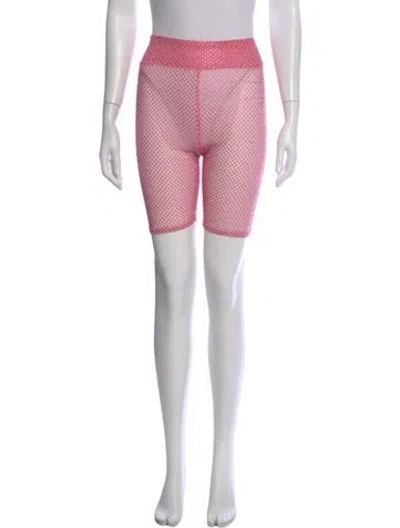 Pre-owned For Love & Lemons Polka Dot Print Mini Shorts In Pink