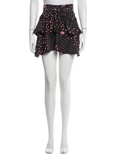 Pre-owned For Love & Lemons Polka Dot Print Mini Skirt In Black