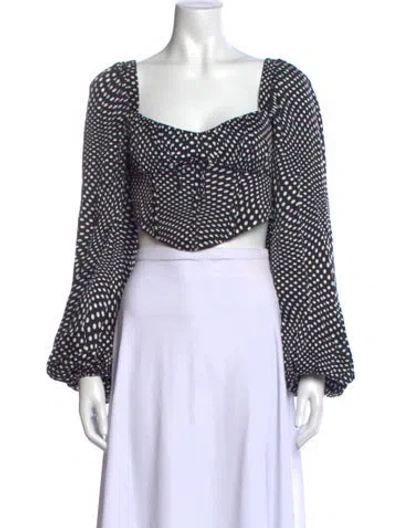 Pre-owned For Love & Lemons Polka Dot Print Square Neckline Crop Top In Multi