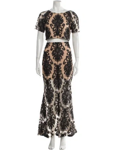 Pre-owned For Love & Lemons Printed Embroidered Accent Skirt Set In Neutral