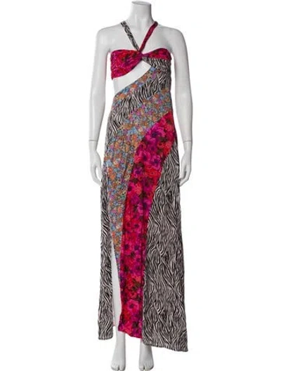 Pre-owned For Love & Lemons Printed Long Dress In Pink