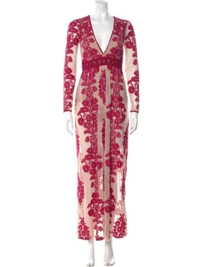 Pre-owned For Love & Lemons Printed Long Dress In Pink