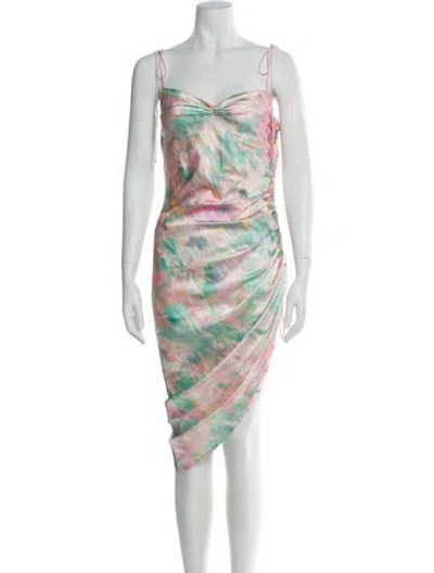 Pre-owned For Love & Lemons Printed Midi Length Dress In Pink