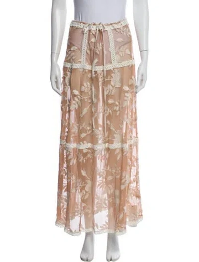 Pre-owned For Love & Lemons Printed Midi Length Skirt In Pink