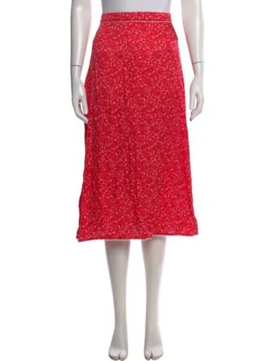 Pre-owned For Love & Lemons Printed Midi Length Skirt In Red