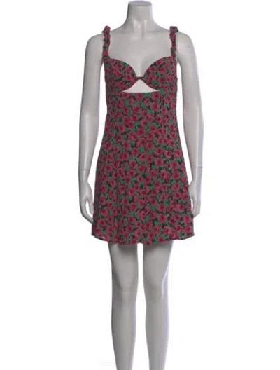 Pre-owned For Love & Lemons Printed Mini Dress In Black