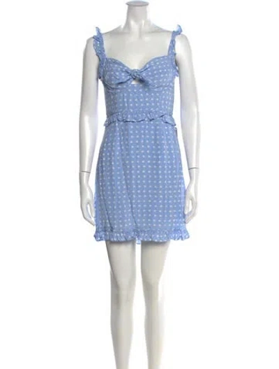 Pre-owned For Love & Lemons Printed Mini Dress In Blue