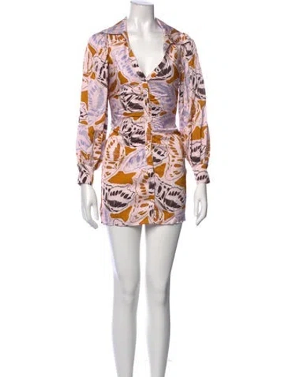 Pre-owned For Love & Lemons Printed Mini Dress In Blue