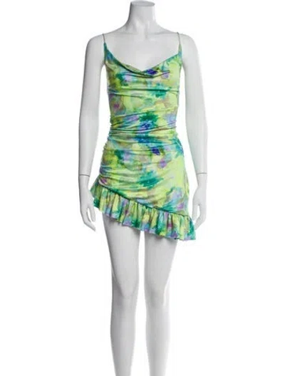 Pre-owned For Love & Lemons Printed Mini Dress In Green