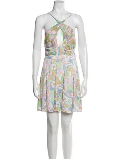 Pre-owned For Love & Lemons Printed Mini Dress In Pink