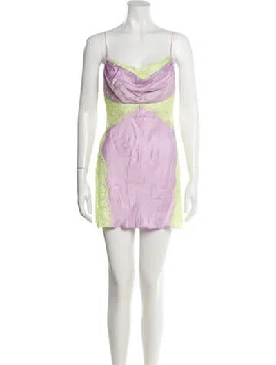 Pre-owned For Love & Lemons Printed Mini Dress In Purple