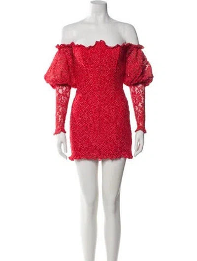 Pre-owned For Love & Lemons Printed Mini Dress In Red
