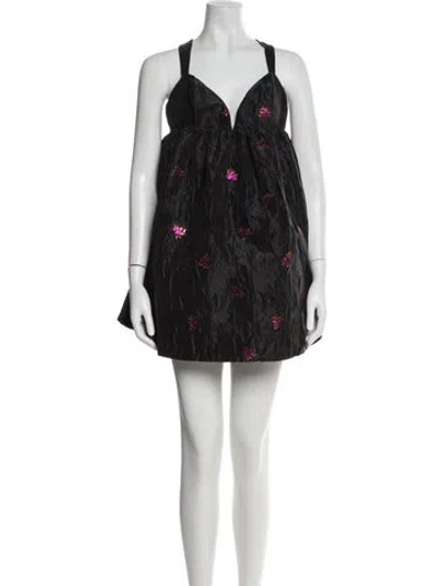 Pre-owned For Love & Lemons Printed Mini Dress W/ Tags In Black