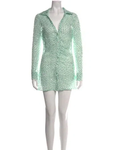 Pre-owned For Love & Lemons Printed Mini Dress W/ Tags In Green