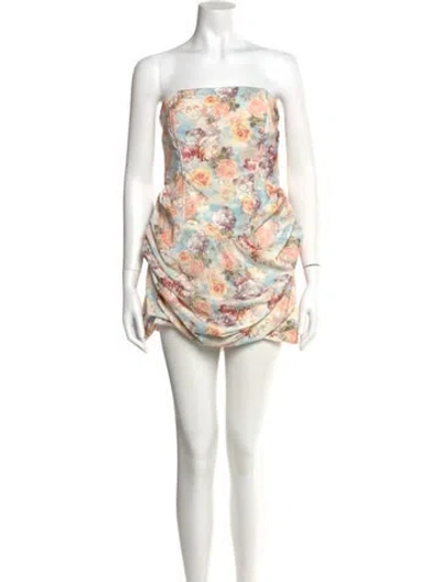 Pre-owned For Love & Lemons Printed Mini Dress In White