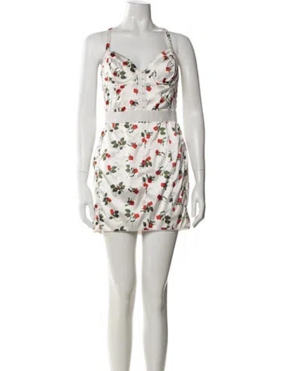 Pre-owned For Love & Lemons Printed Mini Dress In White