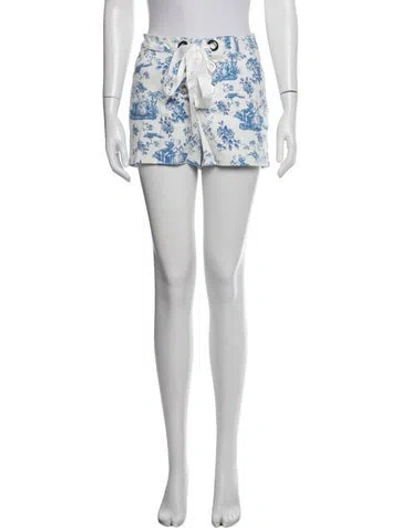 Pre-owned For Love & Lemons Printed Mini Shorts In White