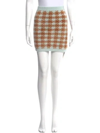 Pre-owned For Love & Lemons Printed Mini Skirt In Blue