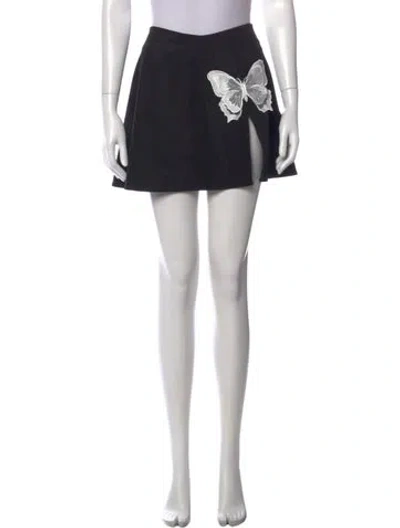 Pre-owned For Love & Lemons Printed Mini Skirt W/ Tags In Black