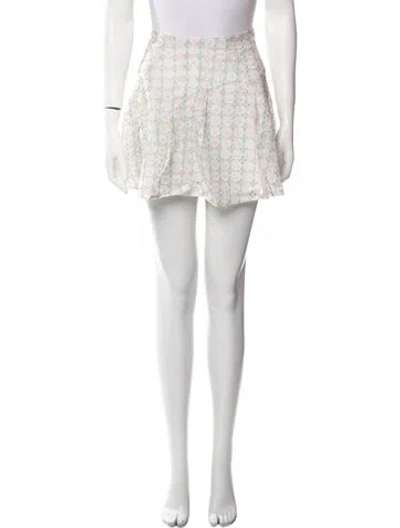 Pre-owned For Love & Lemons Printed Mini Skirt W/ Tags In White