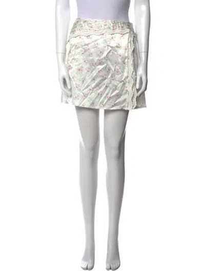 Pre-owned For Love & Lemons Printed Mini Skirt In White