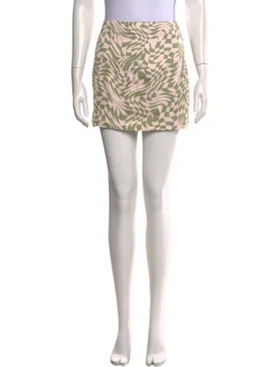 Pre-owned For Love & Lemons Printed Mini Skirt In White