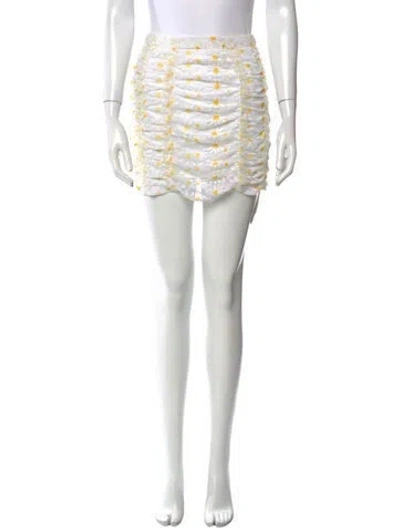 Pre-owned For Love & Lemons Printed Mini Skirt In White