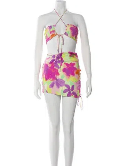 Pre-owned For Love & Lemons Printed Skirt Set In Pink