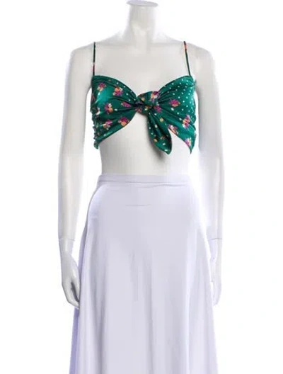 Pre-owned For Love & Lemons Printed Square Neckline Crop Top In Multi
