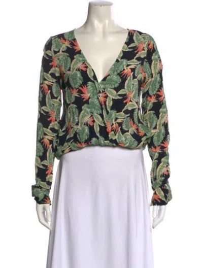 Pre-owned For Love & Lemons Printed V-neck Crop Top In Multi