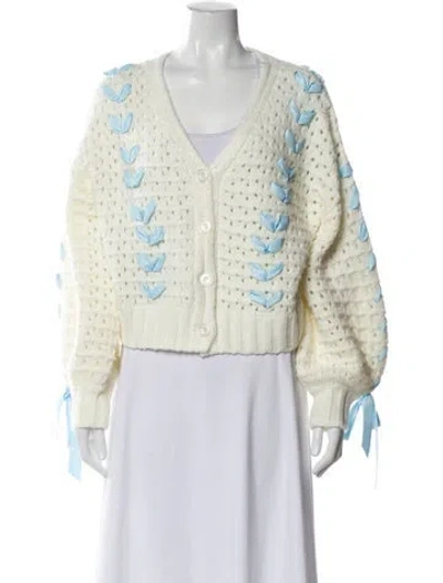 Pre-owned For Love & Lemons Printed V-neck Sweater In Multi