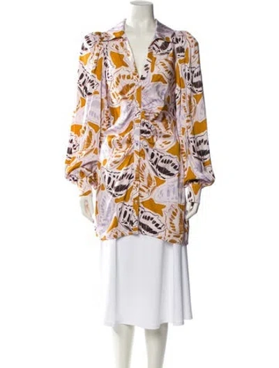 Pre-owned For Love & Lemons Printed V-neck Tunic In Multi