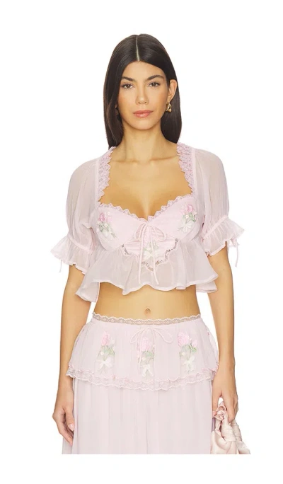 For Love & Lemons Rae Rose Crop Top In Pink