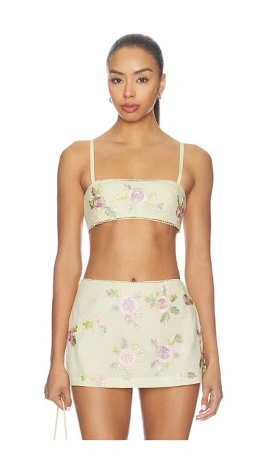 For Love & Lemons Ribbon Flowers Top In Multi