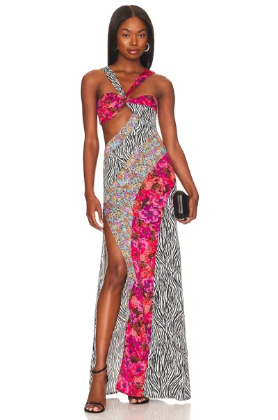 For Love & Lemons Rita Maxi Dress In Red In Gray