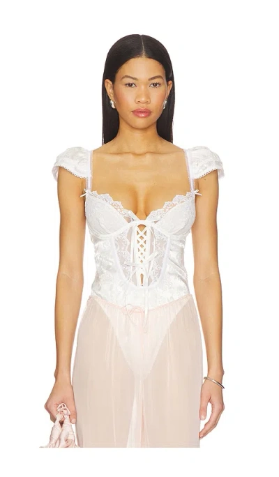 For Love & Lemons Rita Rose Bodysuit In White