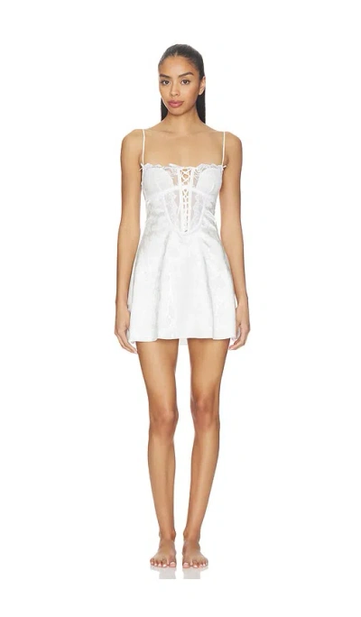 For Love & Lemons Rita Rose Slip Dress In White