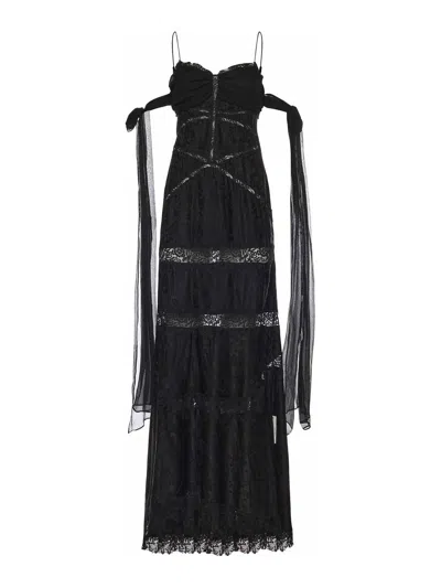 For Love & Lemons Rita Silk And Lace Dress In Black