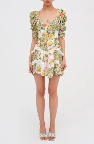 For Love & Lemons Rosalyn Floral Minidress In Multi