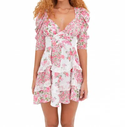 For Love & Lemons Rosalyn Mini Dress In Pink In Multi