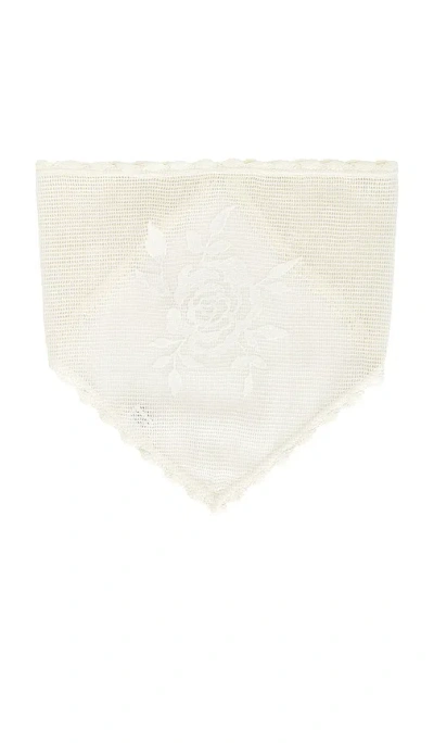 For Love & Lemons Rose Crochet Headscarf In White