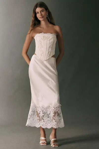For Love & Lemons Rose Maxi Skirt In White