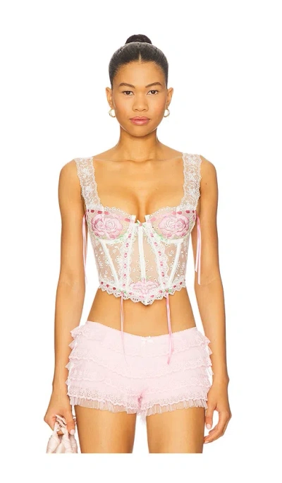 For Love & Lemons Rose Milk Eyelet Bustier In Pink