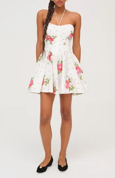 For Love & Lemons Rosebud Corset Halter Minidress