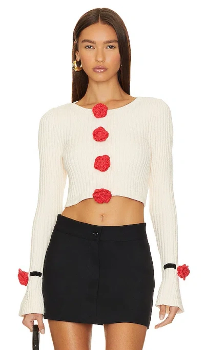 For Love & Lemons Roxana Cardigan In White