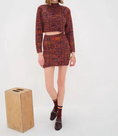 For Love & Lemons Ruby Mini Skirt In Brown In Burgundy