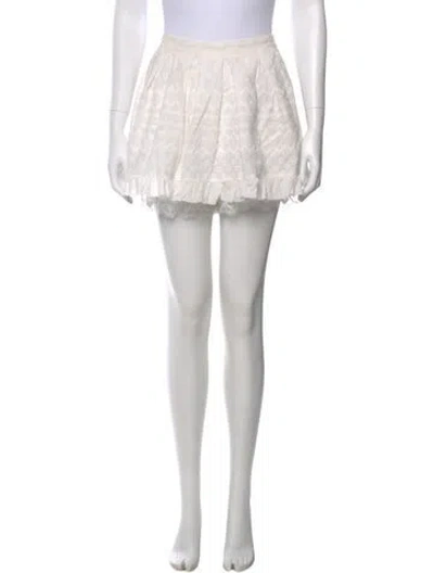 Pre-owned For Love & Lemons Ruffle Embellishment Mini Skirt In White