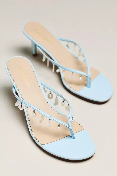 For Love & Lemons Sailor Charm Heeled Thong Sandals In Blue