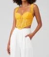 For Love & Lemons Sammie Lace Crop Corset Top In Yellow In Yellow