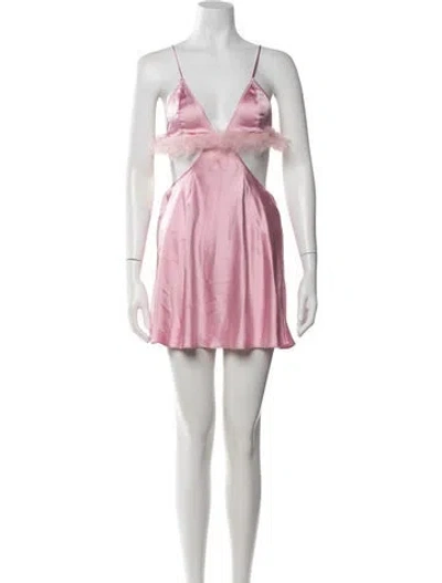 Pre-owned For Love & Lemons Satin Mini Dress In Pink